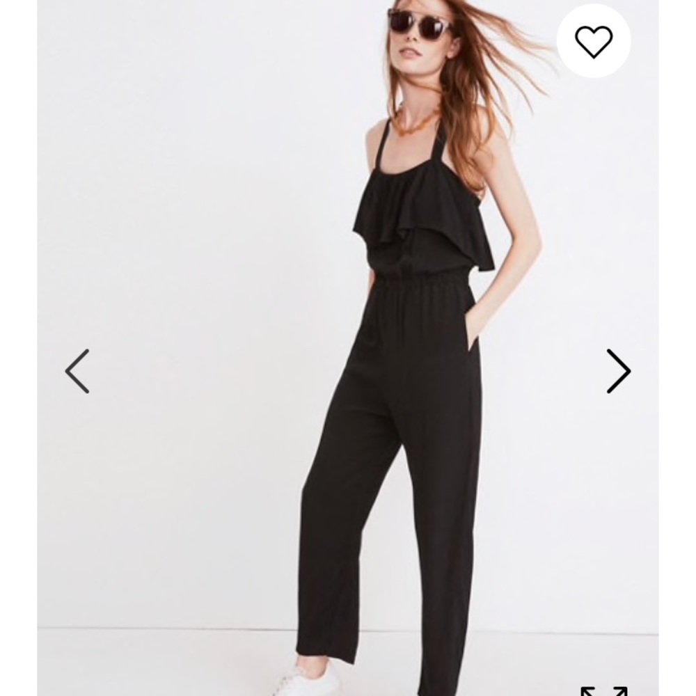 Madewell black apron ruffle jumpsuit size small